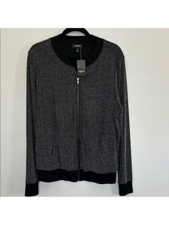 torrid Jackets & Blazers - Torrid Black and Metallic Silver Bomber Jacket NWT